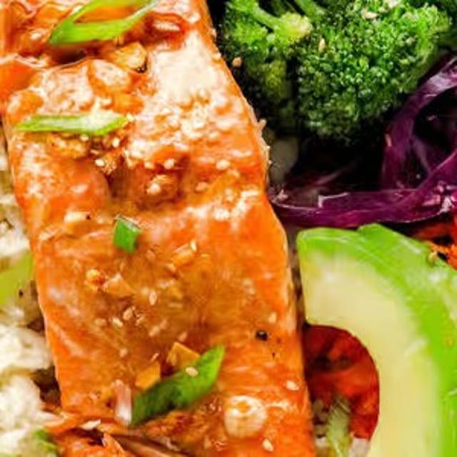 Seared Salmon Teriyaki Bowl-.