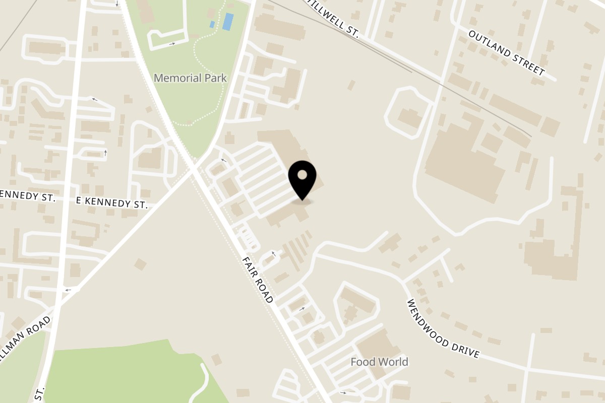 Map showing the location of Coconut Thai Cuisine on 520 Fair Rd #140 in Statesboro